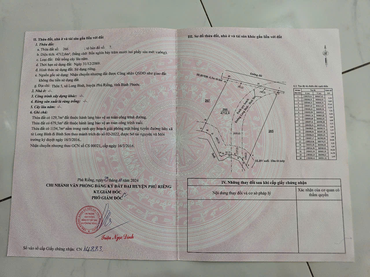 BÁN ĐẤT XÃ LONG BÌNH HUYỆN PHÚ RIỀNG TỈNH BÌNH PHƯỚC